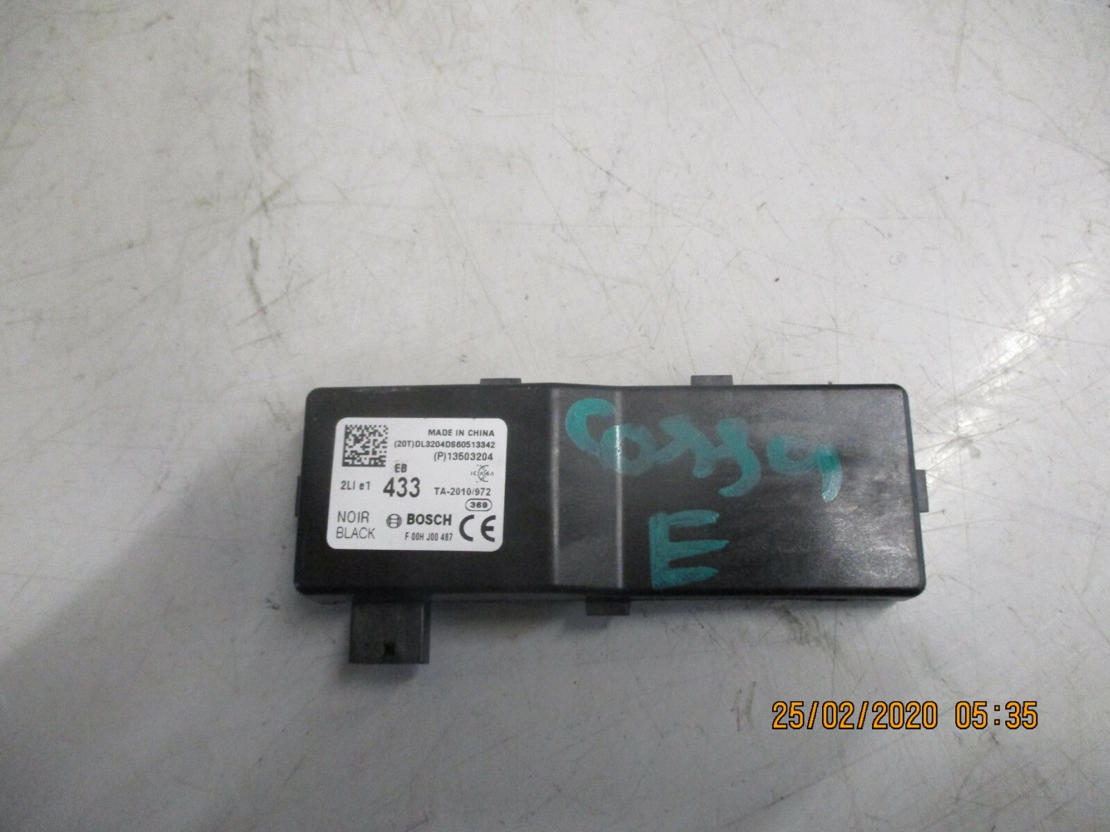 VAUXHALL CORSA E 2016 REMOTE CENTRAL LOCKING MODULE UNIT F00HJ00487 13503204