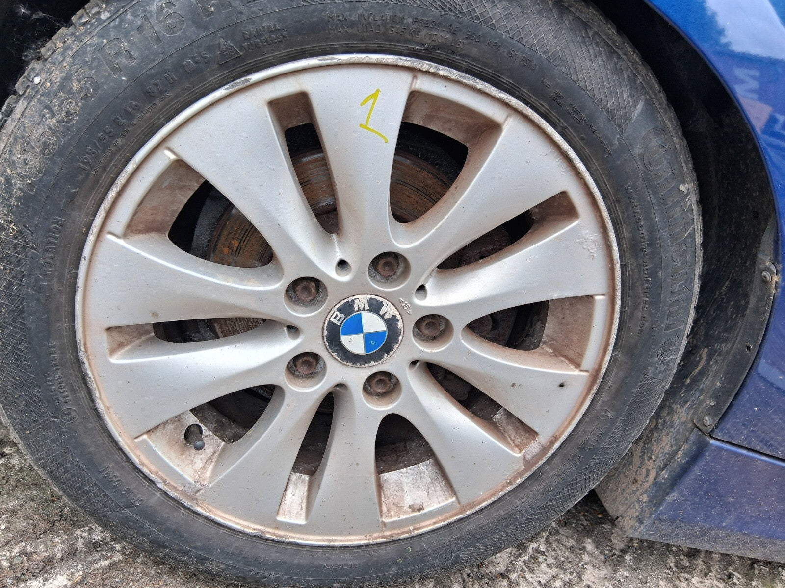 2011 BMW 1 SERIES 16 INCH ALLOY WHEEL WITH TYRE 195/55R16