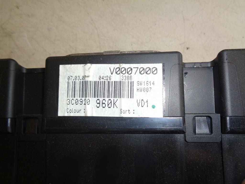 VW VOLKSWAGEN PASSAT B6 2007 2.0 SPEEDOMETER INSTRUMENT CLUSTER 3C0920960K