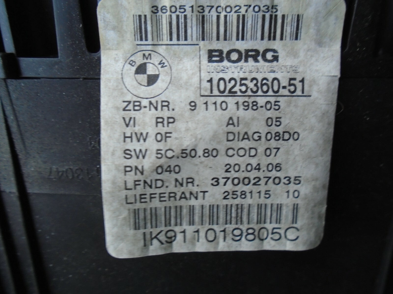 BMW 3 SERIES 2010 E90 SPEEDOMETER INSTRUMENT CLUSTER