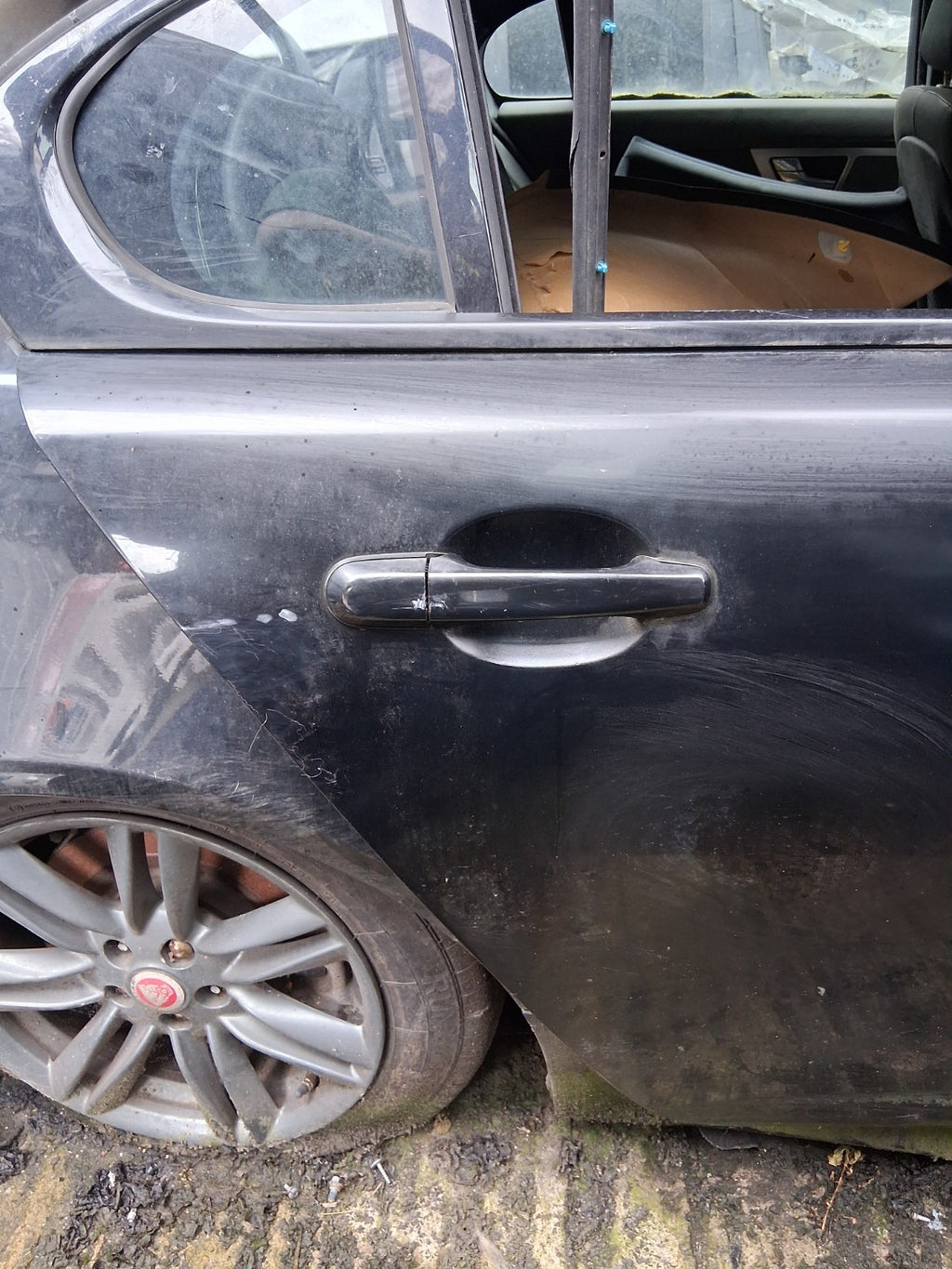 2015 JAGUAR XF X250 FACELIFT OSR DRIVER SIDE REAR RIGHT DOOR SHELL BLACK