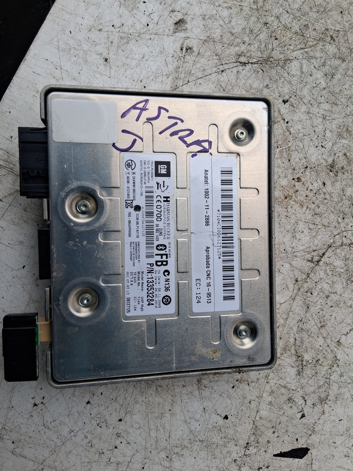VAUXHALL ASTRA J 2013 BLUETOOTH CONTROL MODULE 13353284