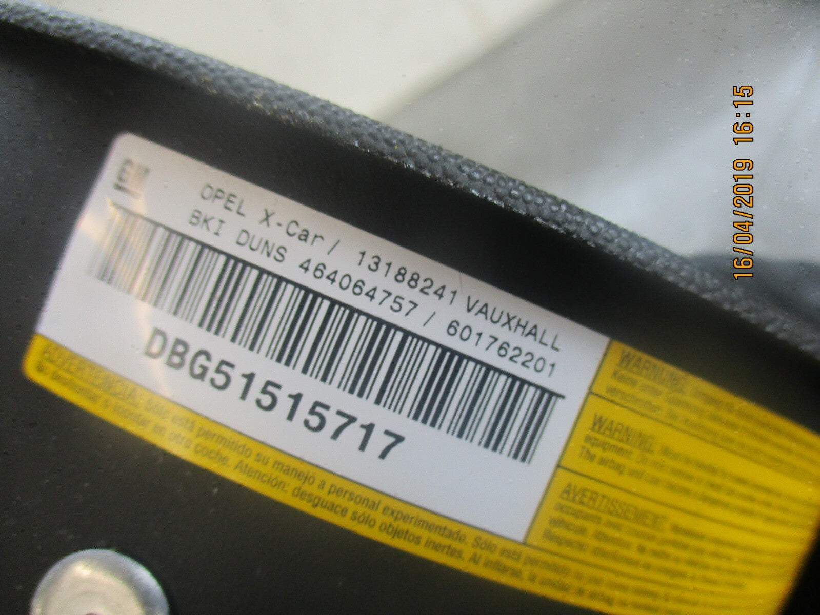 VAUXHALL CORSA C STEERING WHEEL AIRBAG 13188241