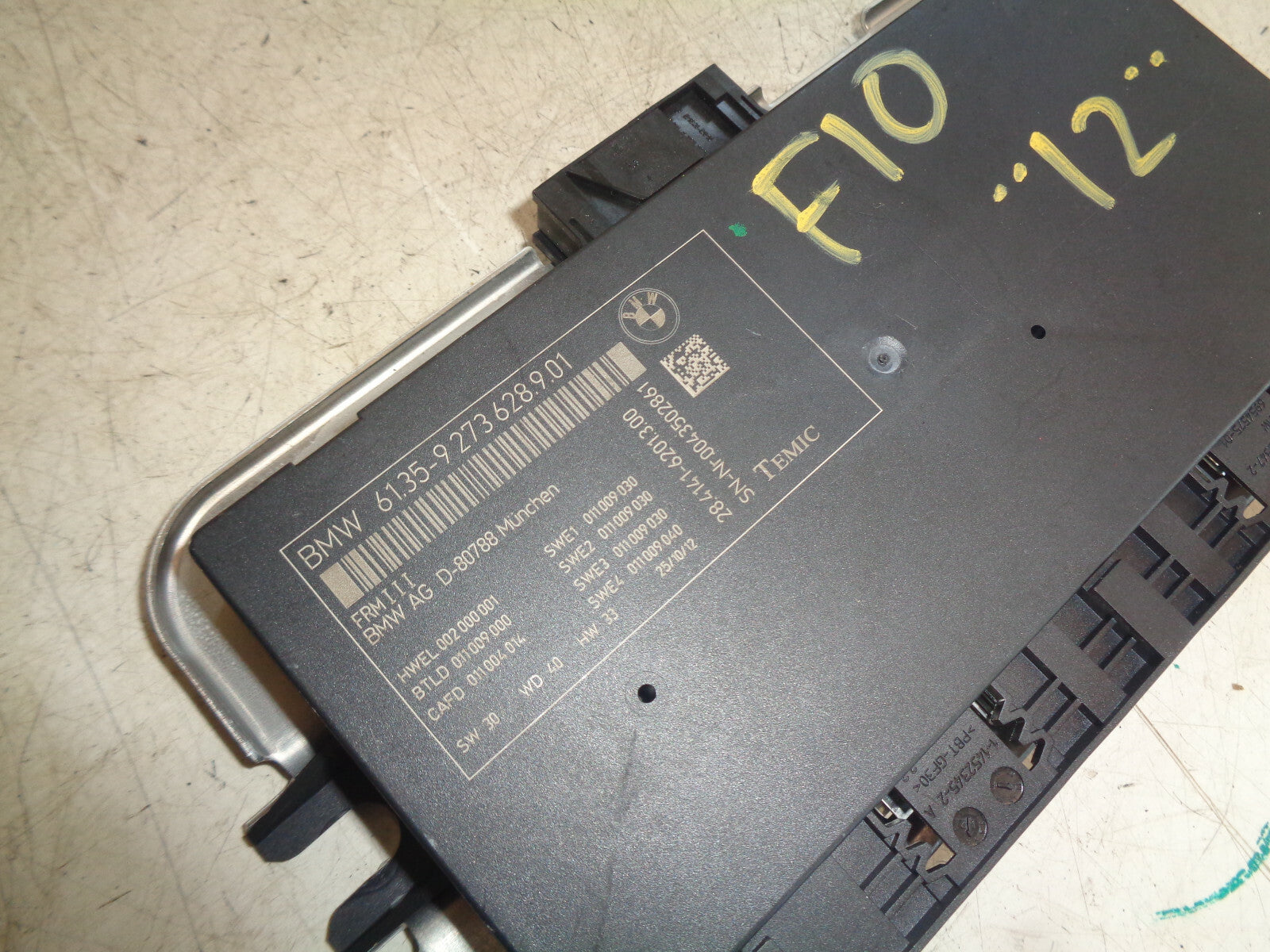 BMW 5 SERIES F10 2012 FOOTWELL CONTROL MODULE UNIT 9273628