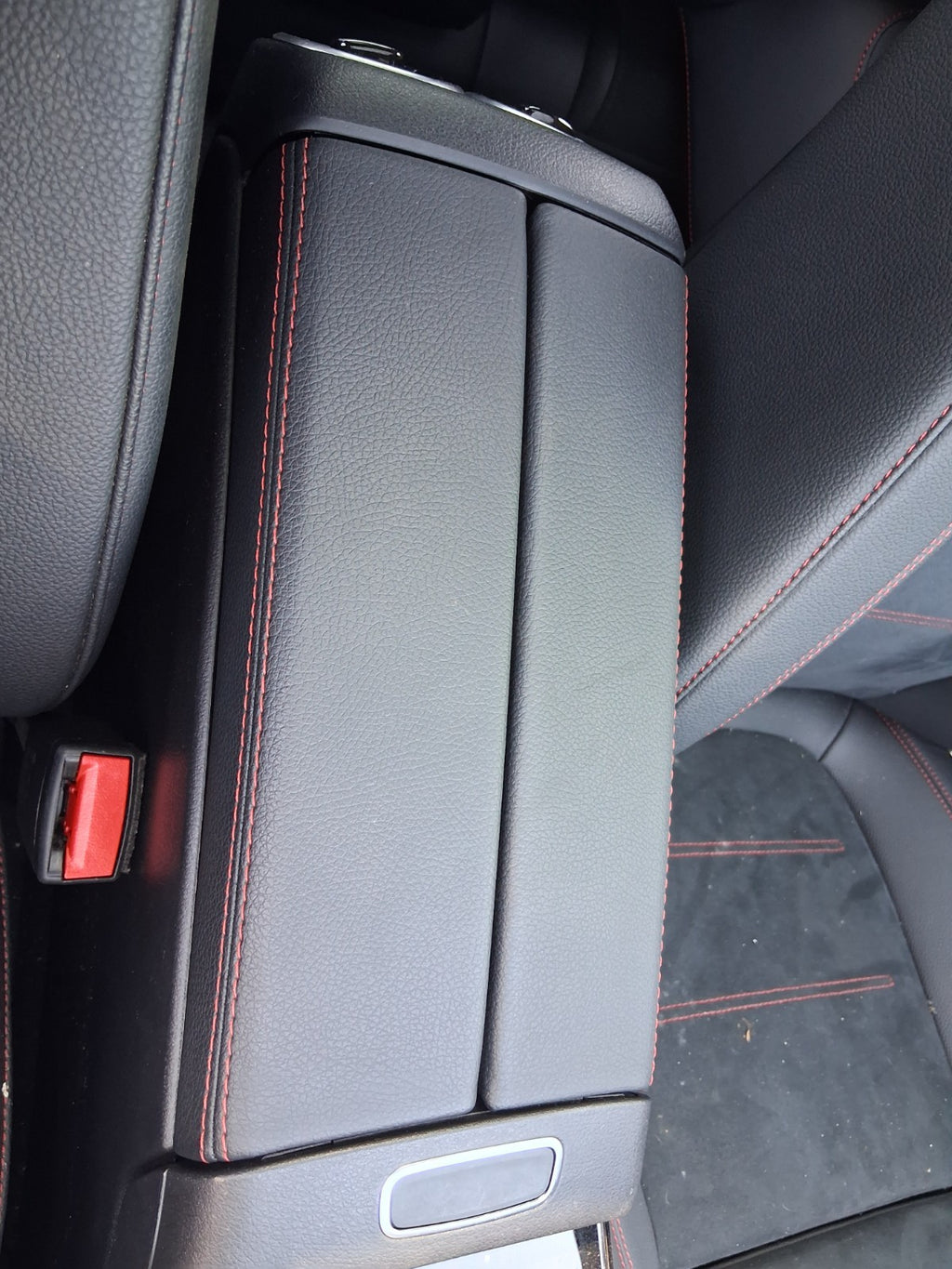 2023 MERCEDES BENZ A CLASS W177 CENTRE CONSOLE LEATHER ARMREST RED STITCH