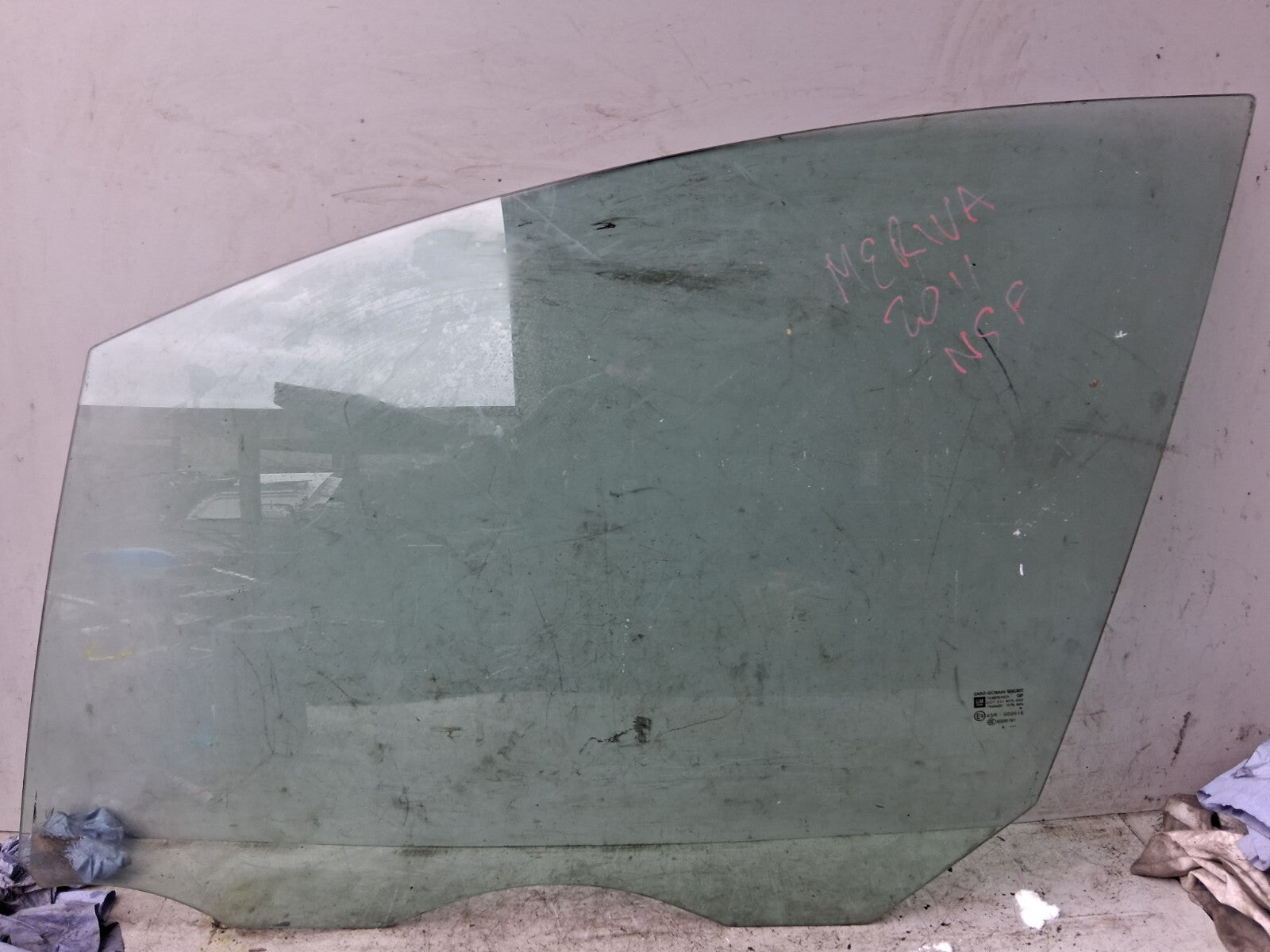 2011 VAUXHALL MERIVA NSF PASSENGER SIDE FRONT LEFT WINDOW GLASS 43R000016