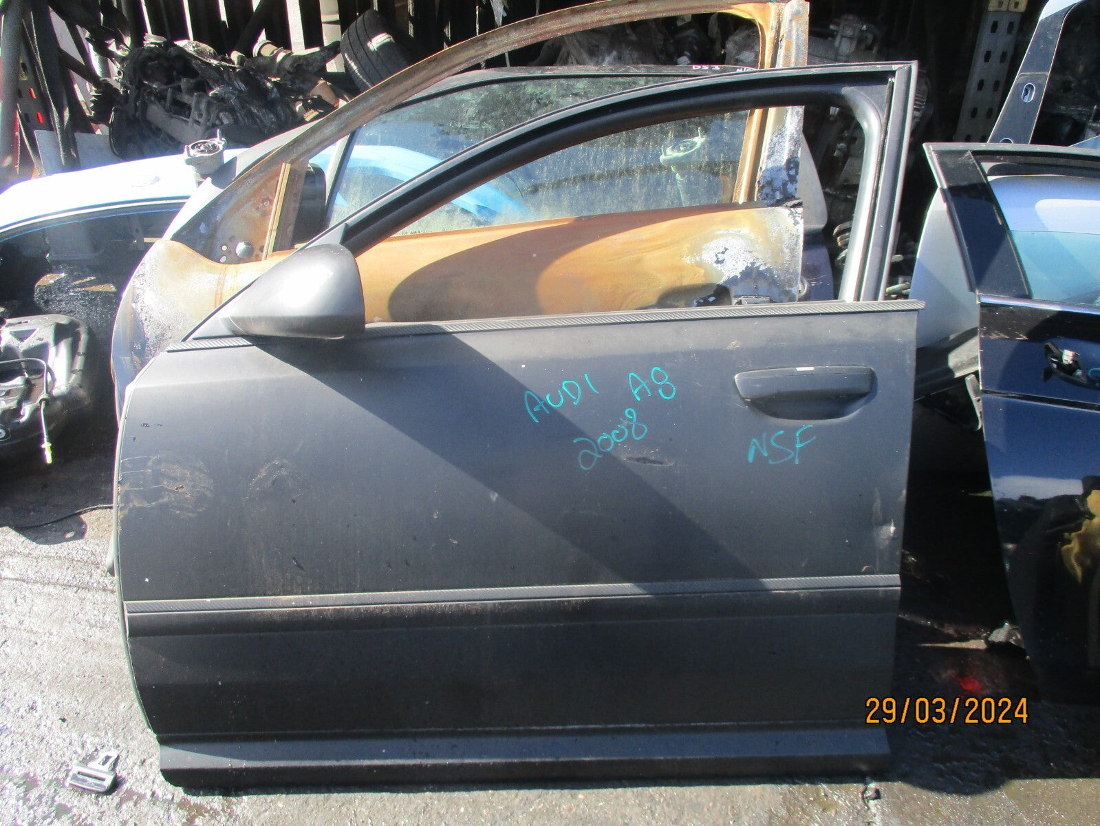 AUDI A8 D3 4E 2008 NSF PASSENGER SIDE FRONT DOOR MATT BLACK