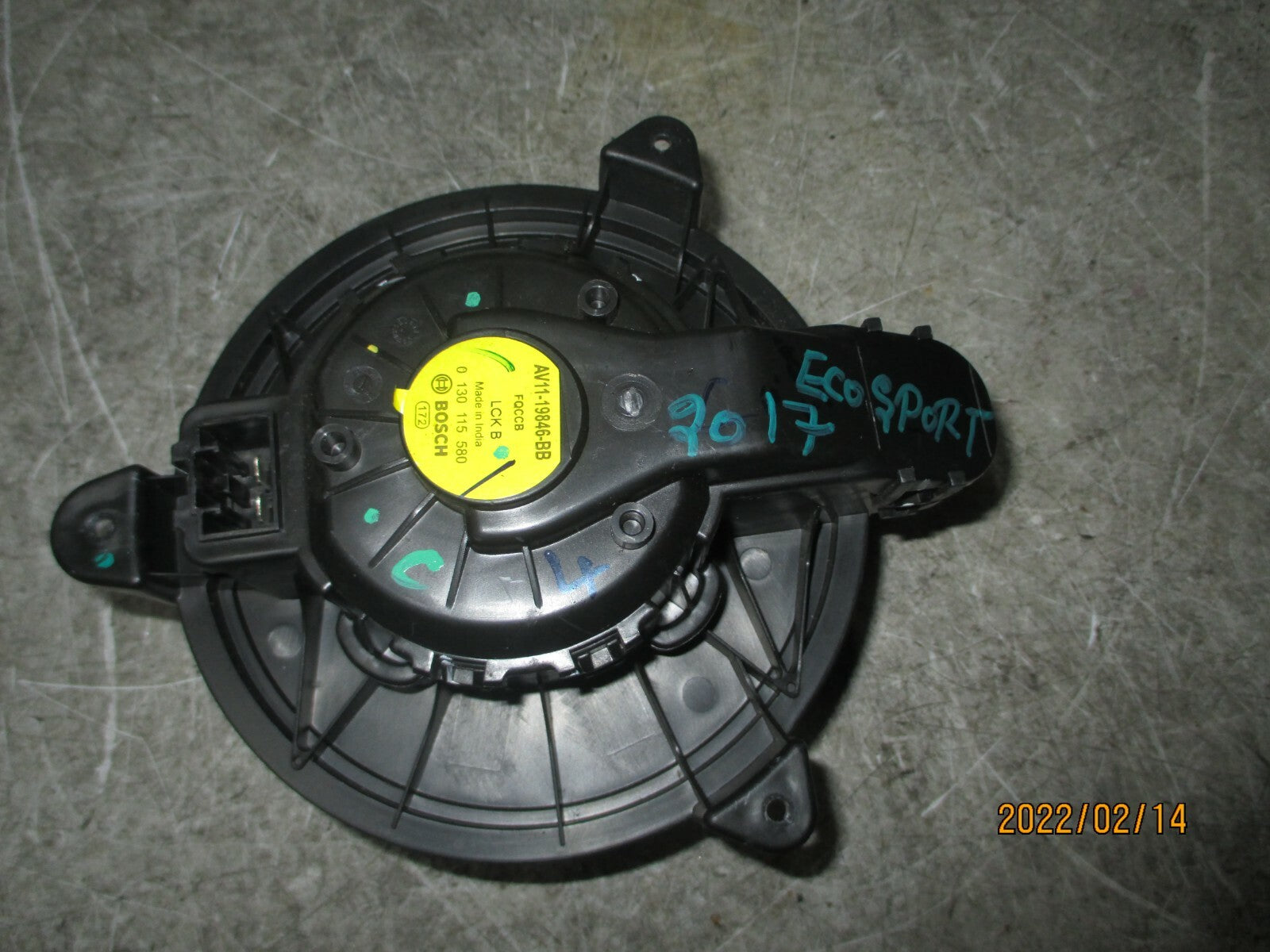 FORD ECOSPORT 2016 HEATER BLOWER MOTOR FAN AV1119846BB