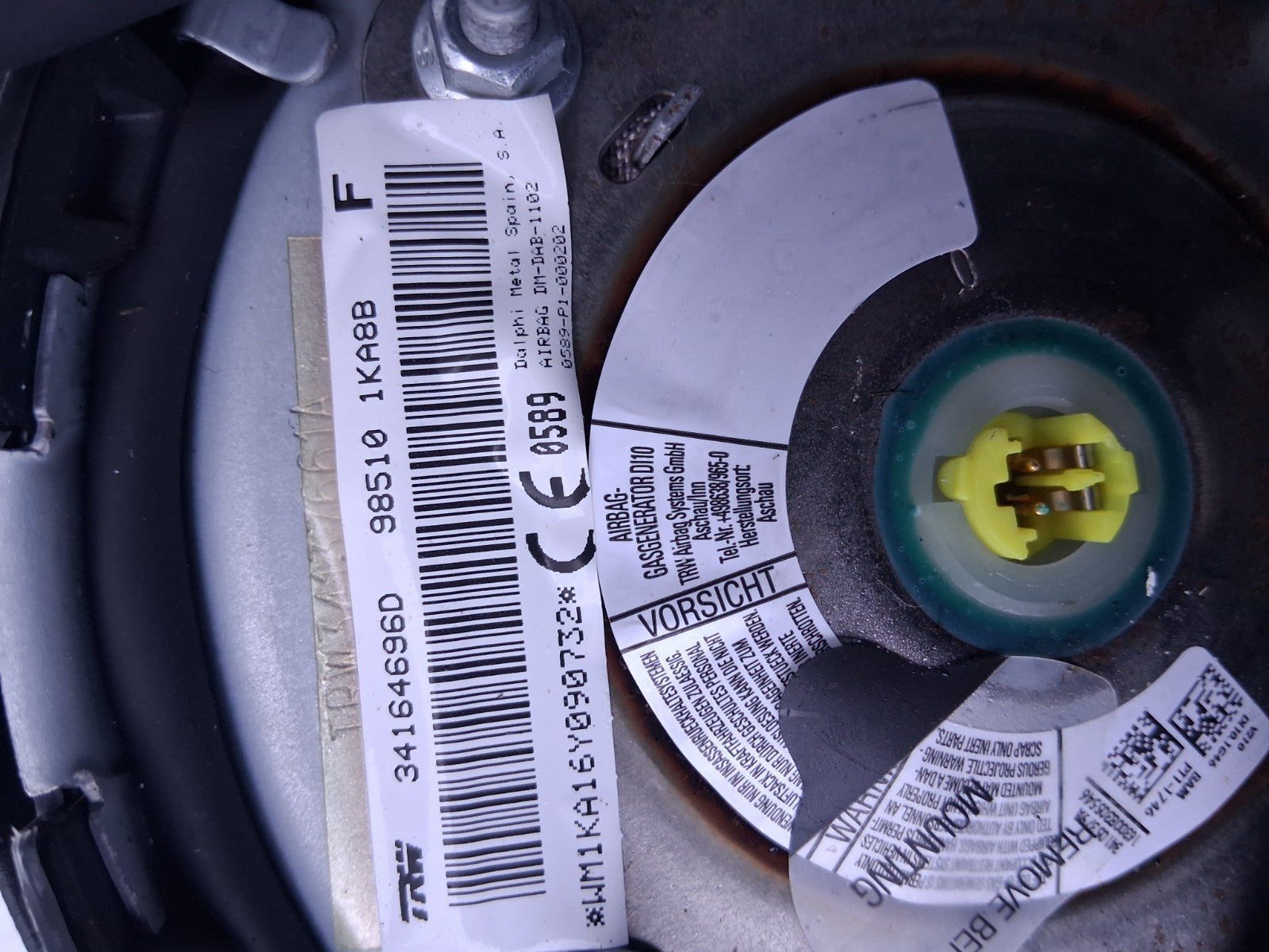 NISSAN JUKE 2016 F15 STEERING WHEEL AIRBAG DRIVER SIDE OFS 98511KA8B