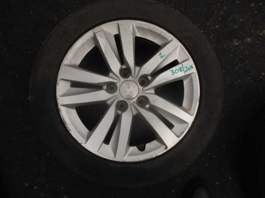 2014 PEUGEOT 308 MK2 16 INCH ALLOY WHEEL WITH TYRE 205/55R16 REF 1