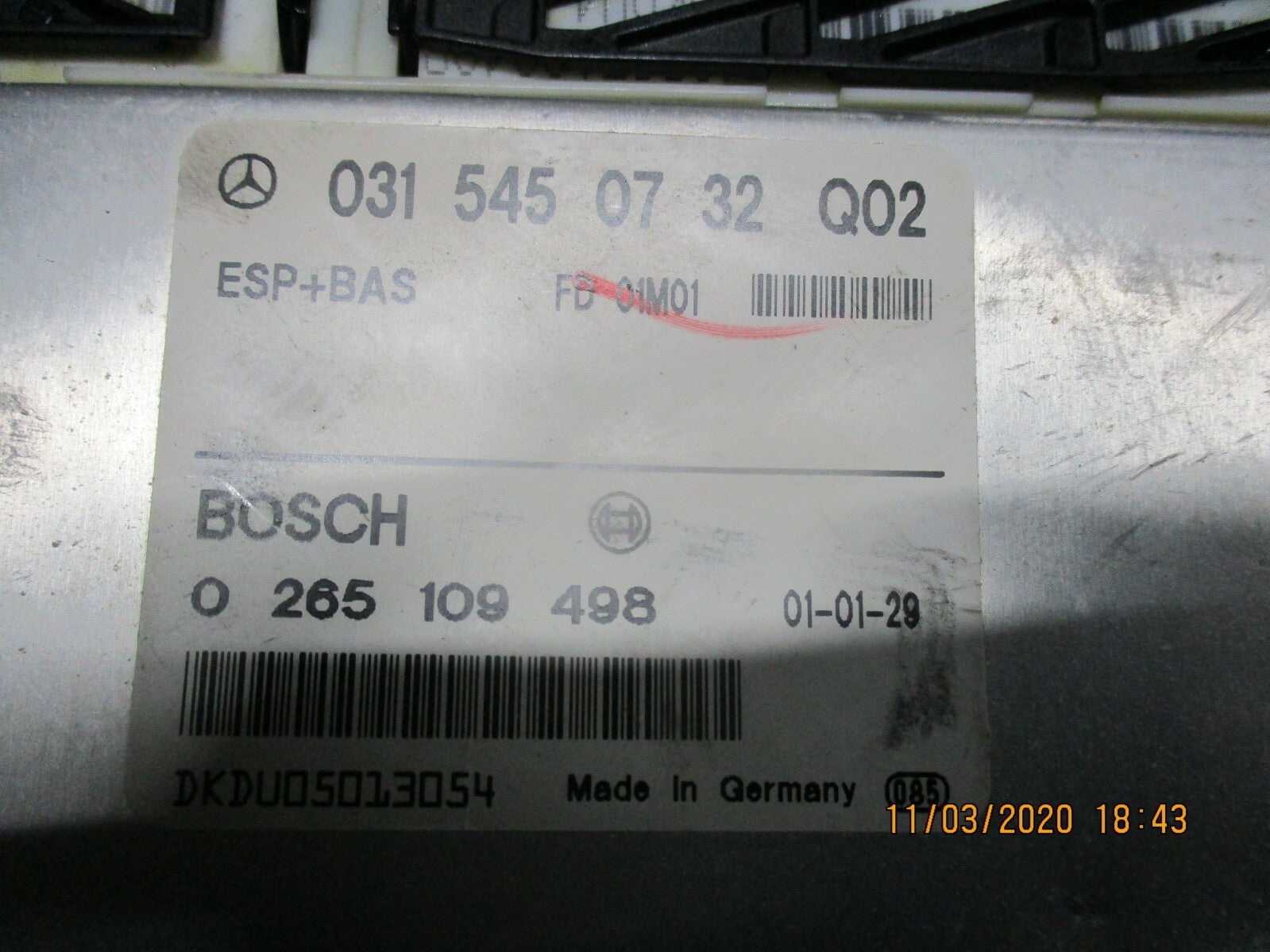 MERCEDES E CLASS 2001 ESP BAS ABS ECU CONTROL MODULE 0315450732 0265109498
