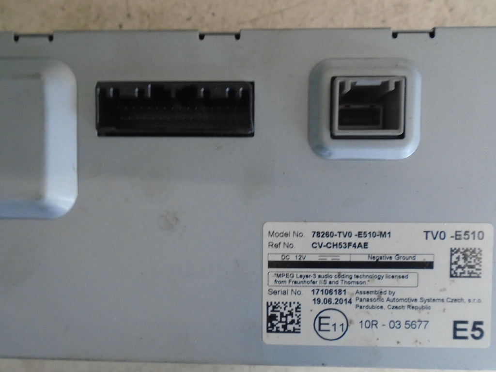 HONDA CIVIC 2015 MK9 DASHBOARD DISPLAY SCREEN 78260TV0E510M1