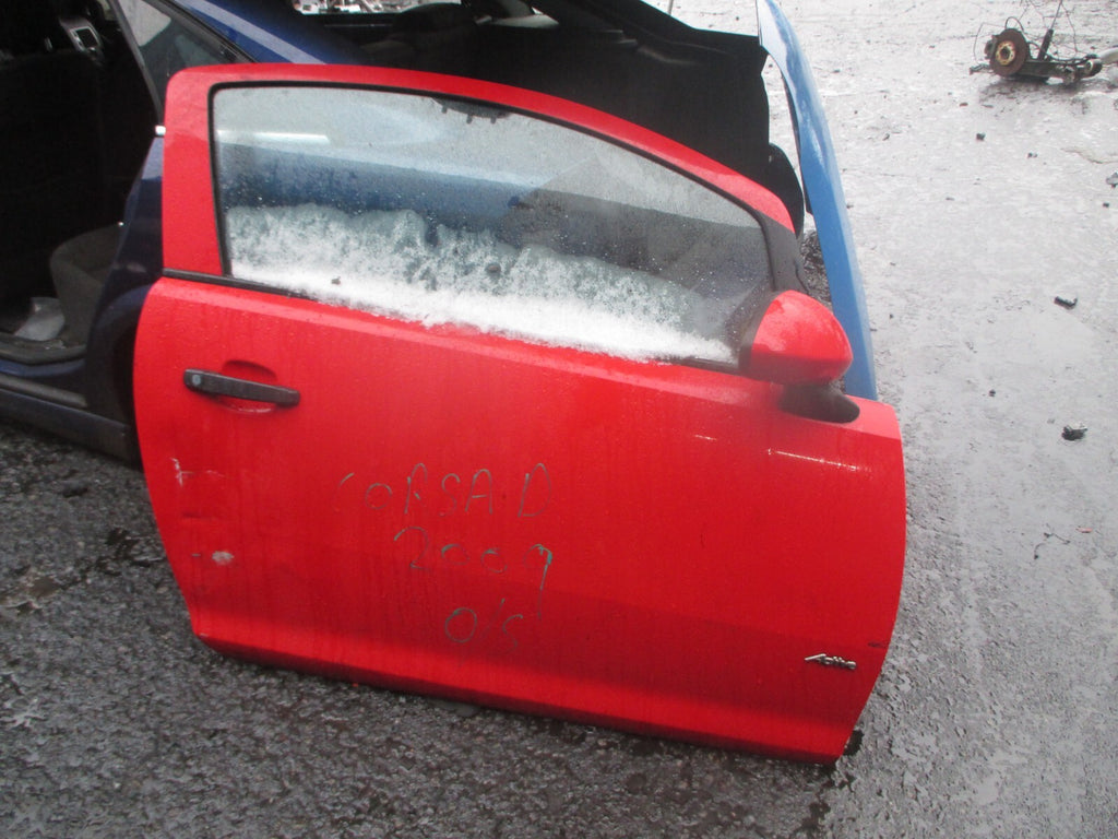 VAUXHALL CORSA D 2009 3 DOOR OS DRIVER SIDE COMPLETE DOOR RED