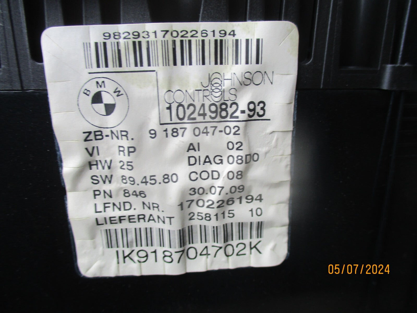BMW 1 SERIES E82 2009 2.0 DIESEL MANUAL SPEEDO SPEEDOMETER CLUSTER 9187047