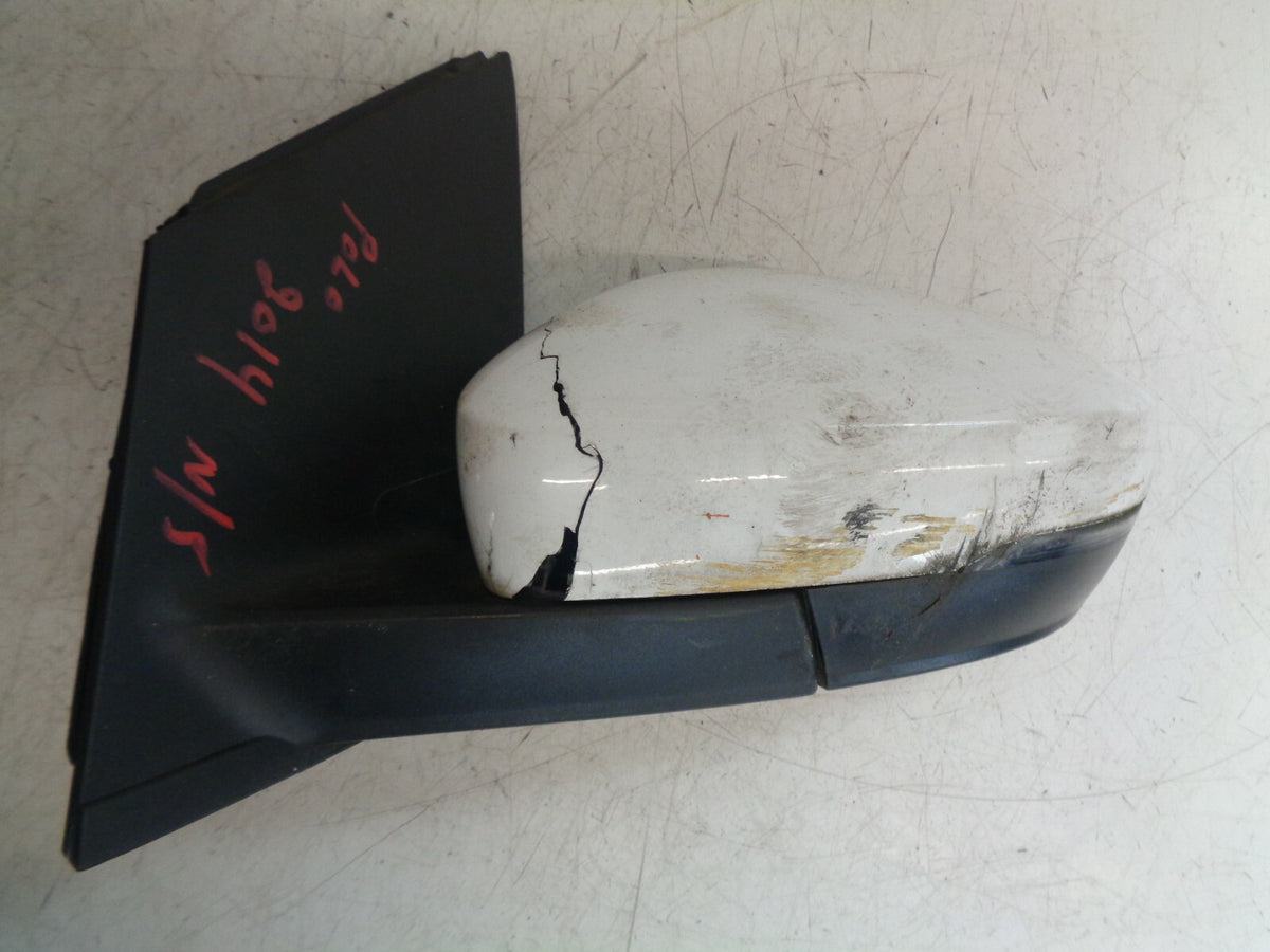 VW VOLKSWAGEN POLO 6R 2014 NS PASSENGER SIDE WING MIRROR WHITE 6R2857501BD