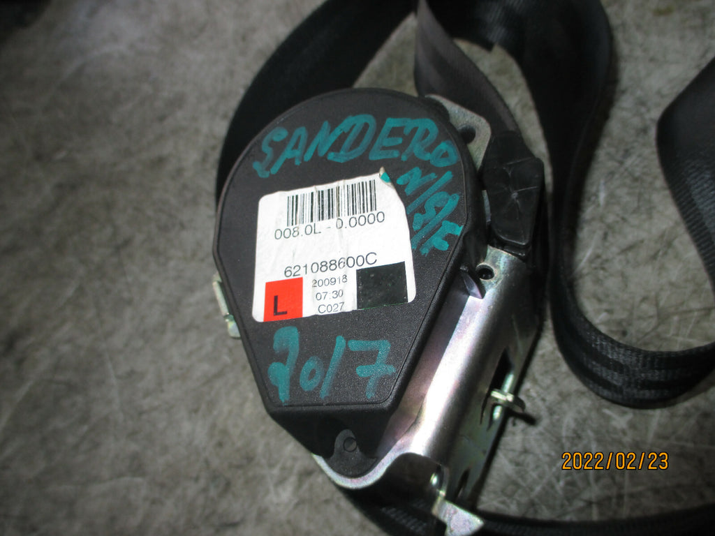 DACIA SANDERO 2017 NSF PASSENGER SIDE FRONT SEAT BELT ASSEMBLY 621088600C