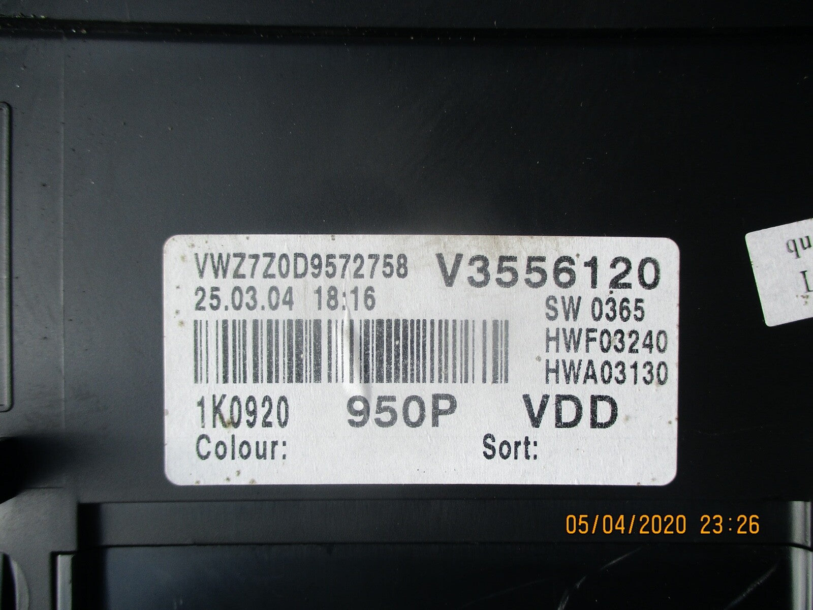 VW VOLKSWAGEN GOLF MK5 2007 1.6 INSTRUMENT CLUSTER SPEEDOMETER 110 080 246