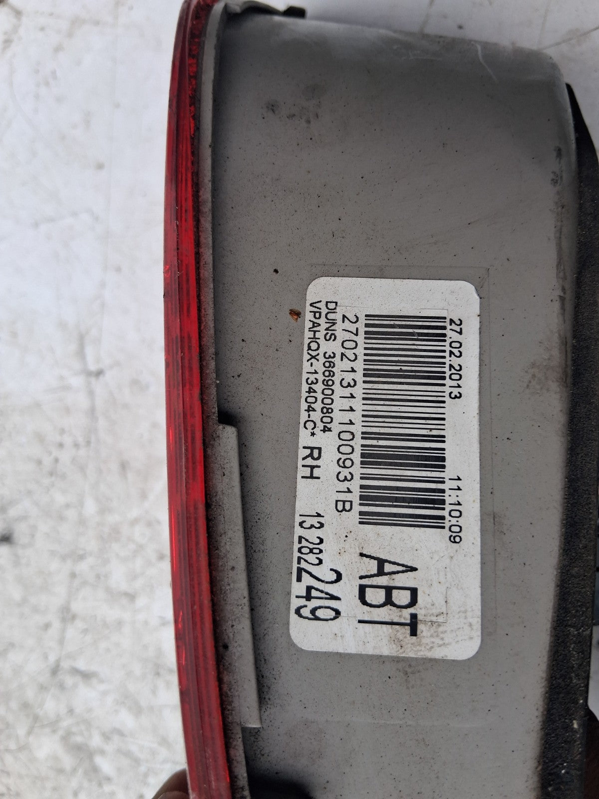 2013 VAUXHALL ASTRA J ESTATE OSR DRIVER REAR RIGHT INNER TAIL LIGHT 13282249