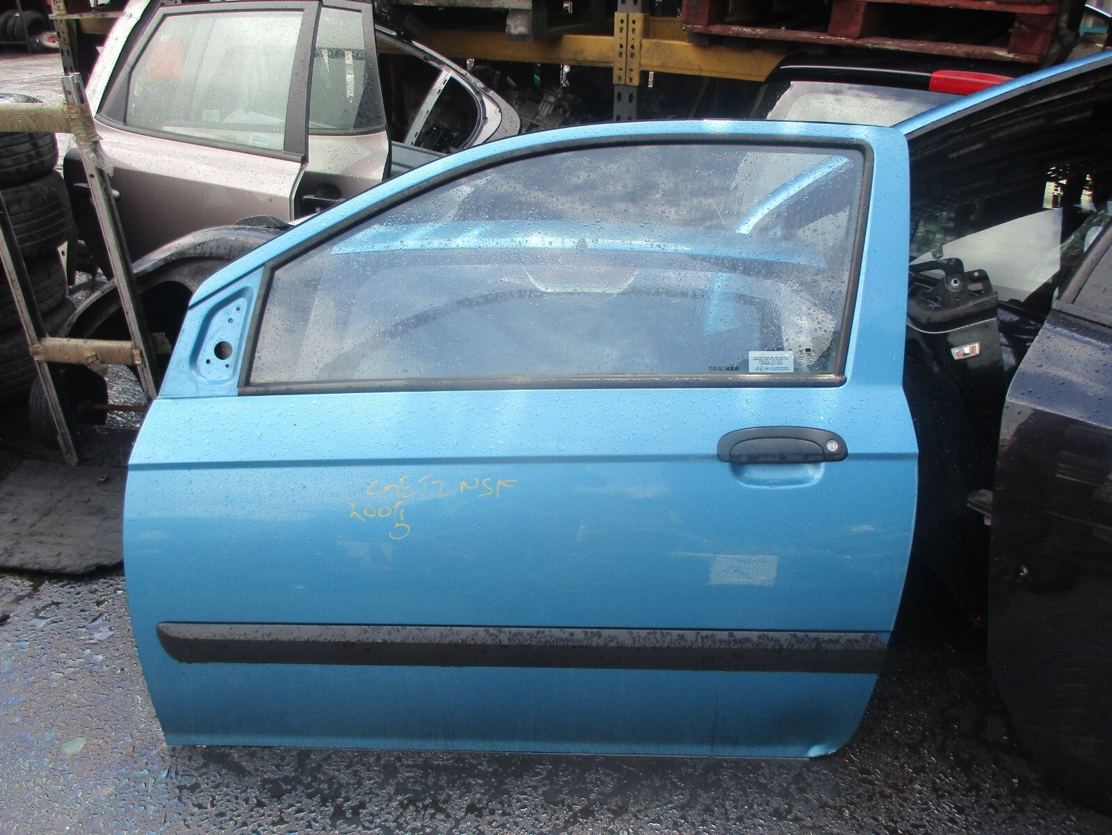 HYUNDAI GETZ 2005 3 DOOR NS PASSENGER SIDE COMPLETE DOOR BLUE