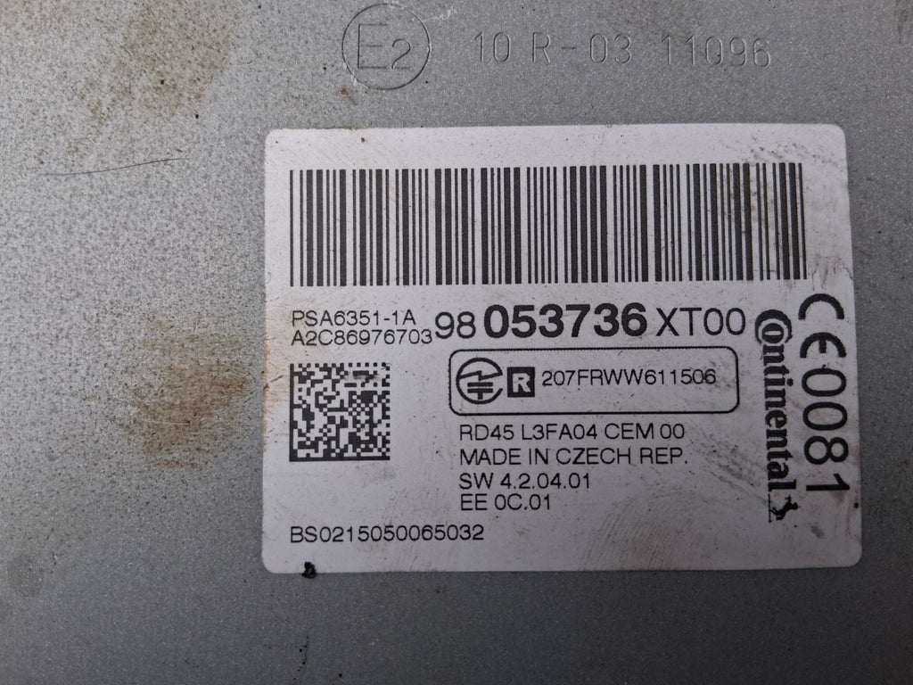 CITROEN C3 2010 STEREO RADIO CD PLAYER 98053736XT00