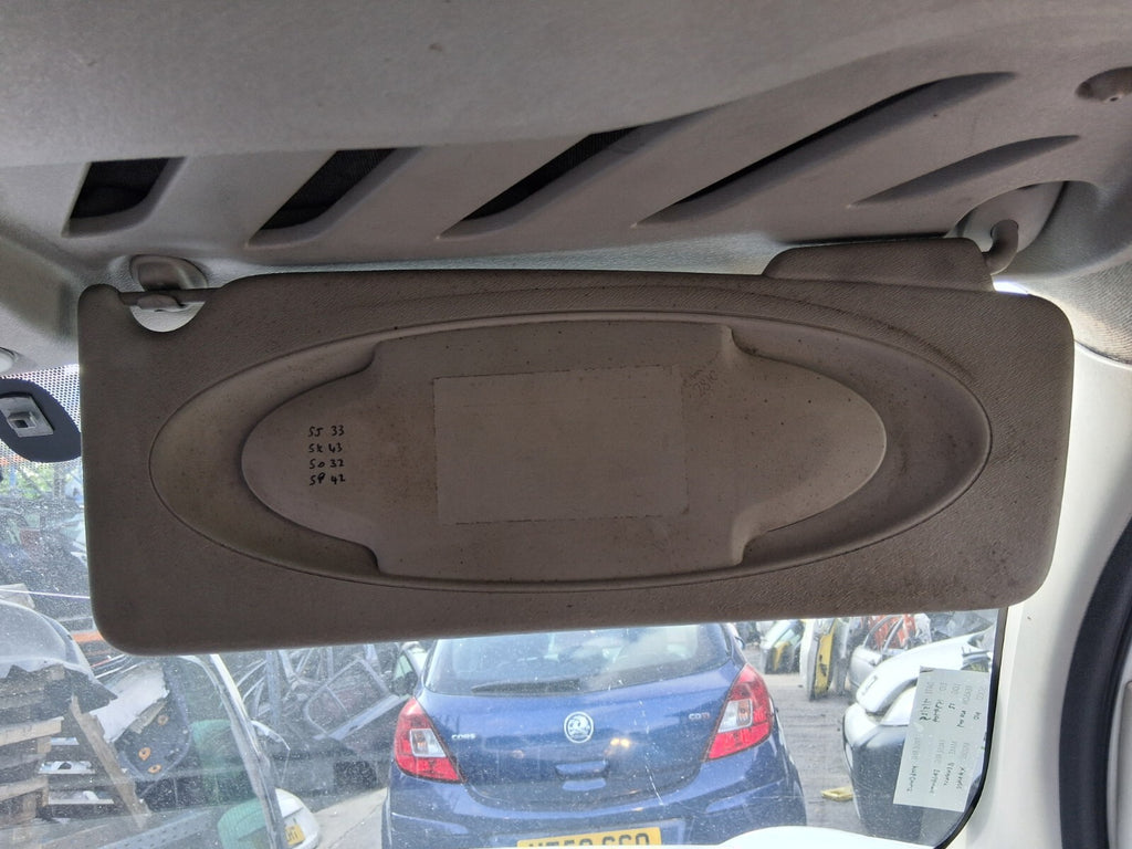RENAULT KANGOO MK2 2010 OS DRIVER SIDE FRONT INTERIOR SUN VISOR SHADE
