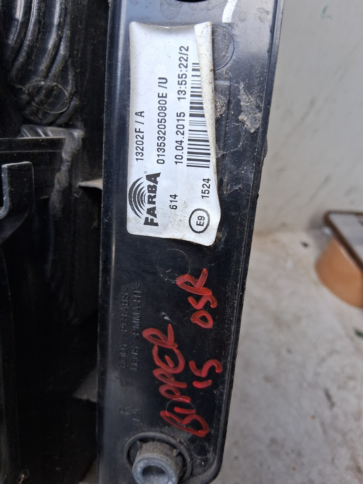 2015 PEUGEOT BIPPER OSR DRIVER SIDE REAR RIGHT TAIL LIGHT 01353205080E