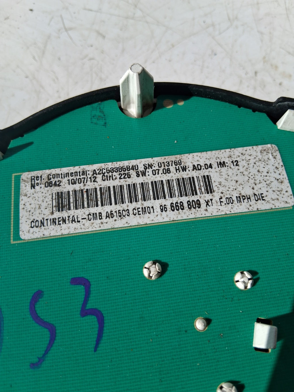 2012 CITROEN DS3 SPEEDOMETRE / INSTRUMENT CLUSTER A2C53393142