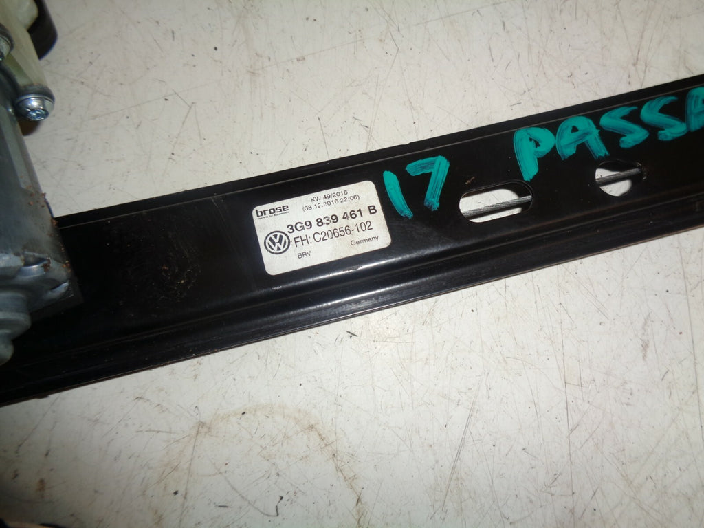 VW VOLKSWAGEN PASSAT B8 2017 NSR PASSENGER SIDE REAR DOOR WINDOW MOTOR REGULATOR