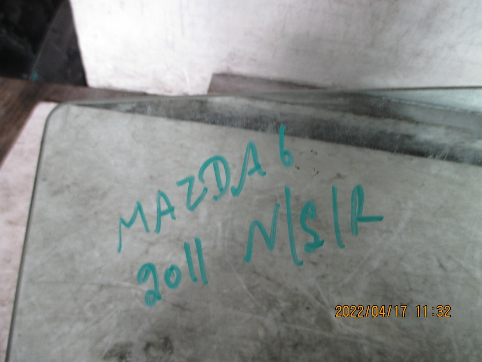 MAZDA 6 2011 MK2 NSR REAR PASSENGER SIDE WINDOW GLASS