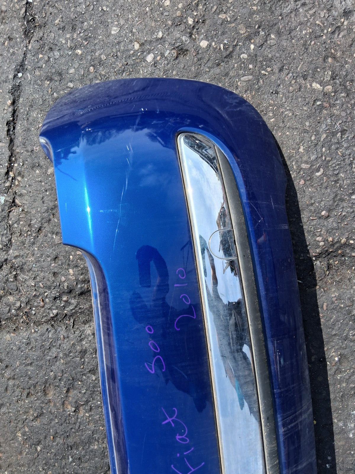 2010 FIAT 500 LOUNGE MK1 COMPLETE REAR BUMPER BLUE MAGNETICO 599/A
