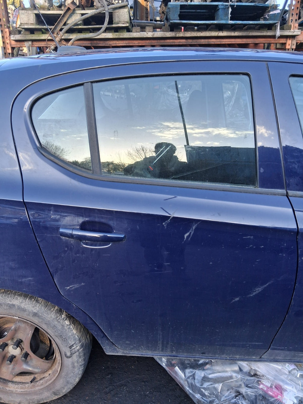 2016 VAUXHALL CORSA E OSR DRIVER SIDE REAR RIGHT COMPLETE DOOR BLUE