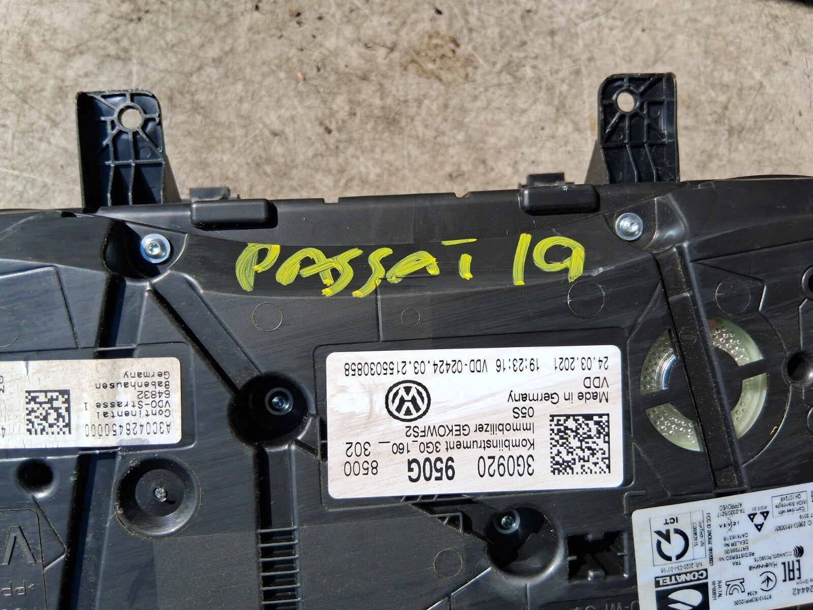 VW VOLKSWAGEN PASSAT B8 2019 SPEEDOMETER INSTRUMENT CLUSTER GAUGE A3C0466800000