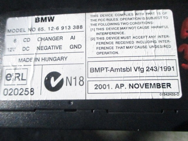 2002 BMW 3 SERIES DISC CD CHANGER MAGAZINE 020258