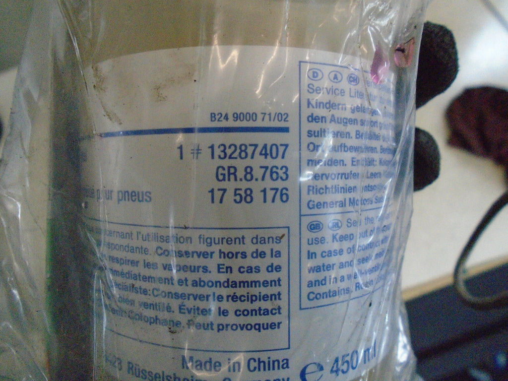 GM VAUXHALL TYRE PUNCTURE SEALANT LIQUID BOTTLE 450ML EXP. 10/2020 13287407