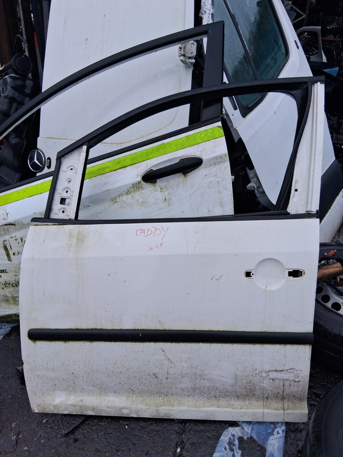 2014 VW VOLKSWAGEN CADDY 2K NSF PASSENGER SIDE FRONT LEFT BARE DOOR WHITE