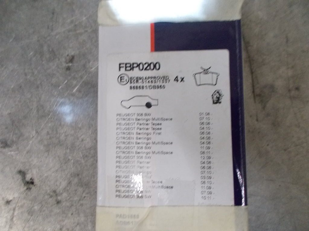 FAHREN CITROEN BERLINGO PEUGEOT PARTNER 308 REAR WHEEL BRAKE PADS x4 FBP0200