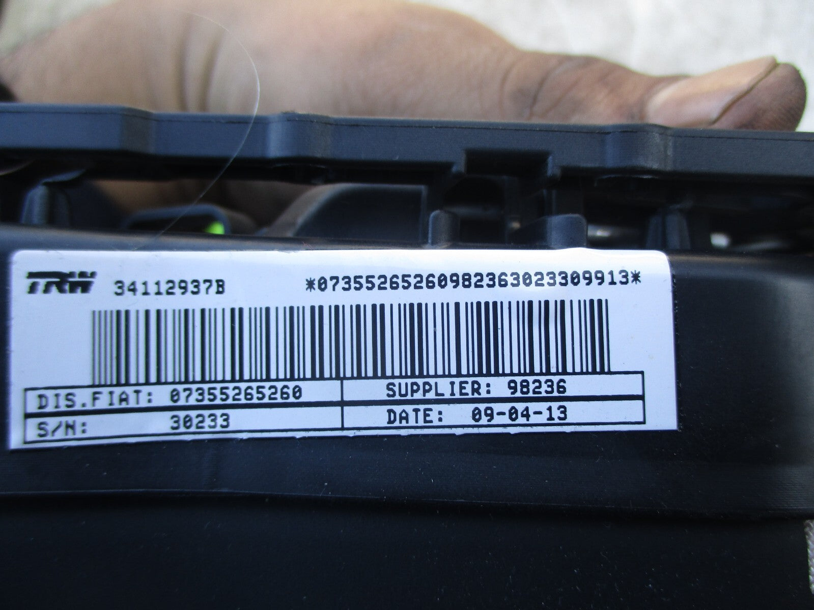PEUGEOT BIPPER 2013 DRIVER SIDE STEERING WHEEL AIRBAG 07355265260