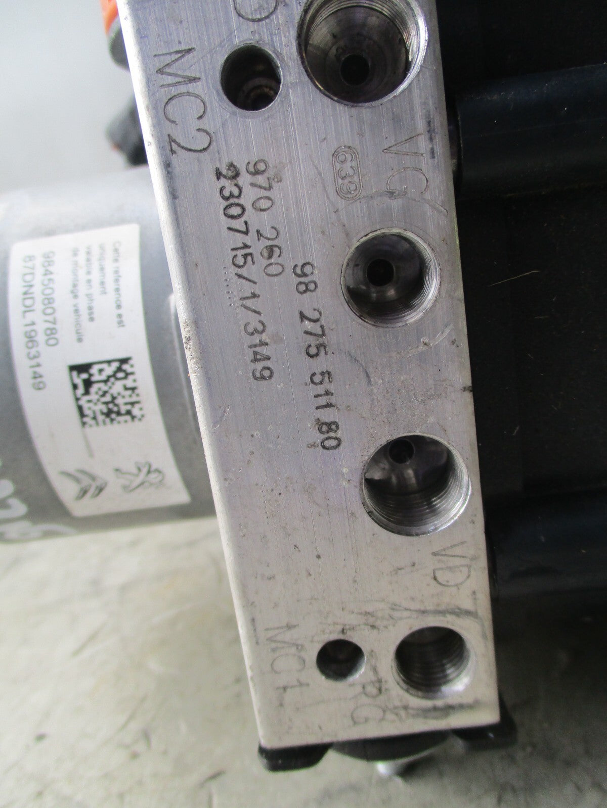 2023 PEUGOET PARTNER ABS PUMP & MODULATOR 9845080780