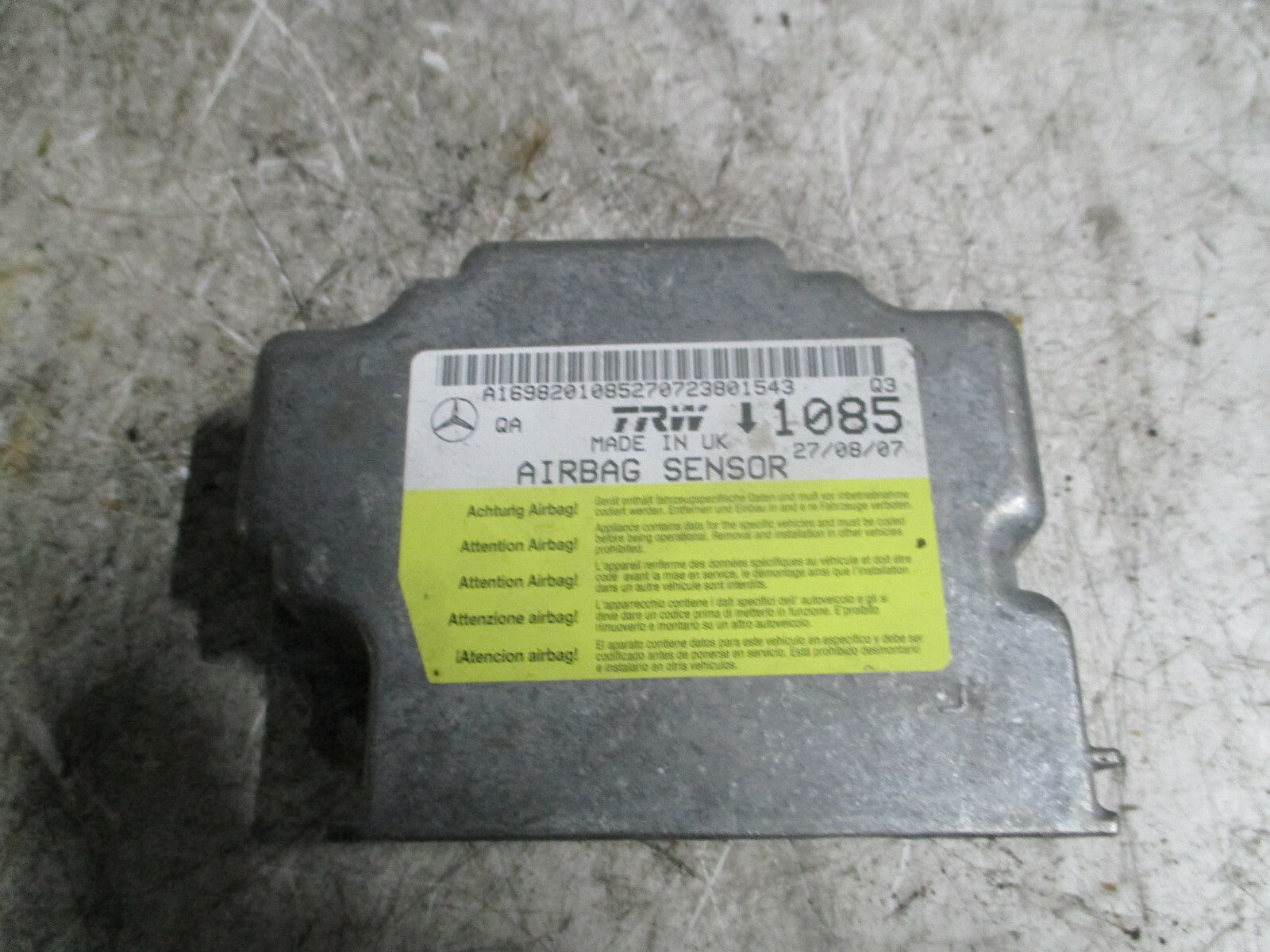 MERCEDES B CLASS W245 2007 MANUAL SAFETY BAG CONTROL MODULE A1698201085