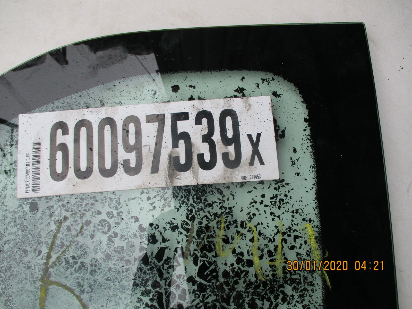 VAUXHALL COMBO E MK4 2019 OSR DRIVER SIDE REAR QUARTER GLASS PANE FIRE DAMAGE