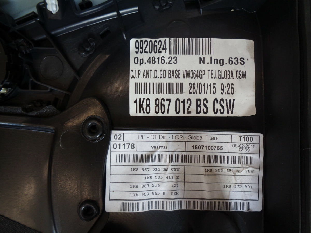 VW VOLKSWAGEN SCIROCCO 2015 MK3 R LINE FRONT DRIVER SIDE DOOR CARD 1K8867011