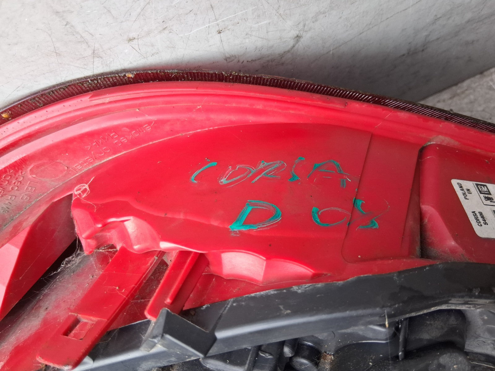 2008 VAUXHALL CORSA D NSR PASSENGER SIDE REAR LEFT TAIL LIGHT 89038962A