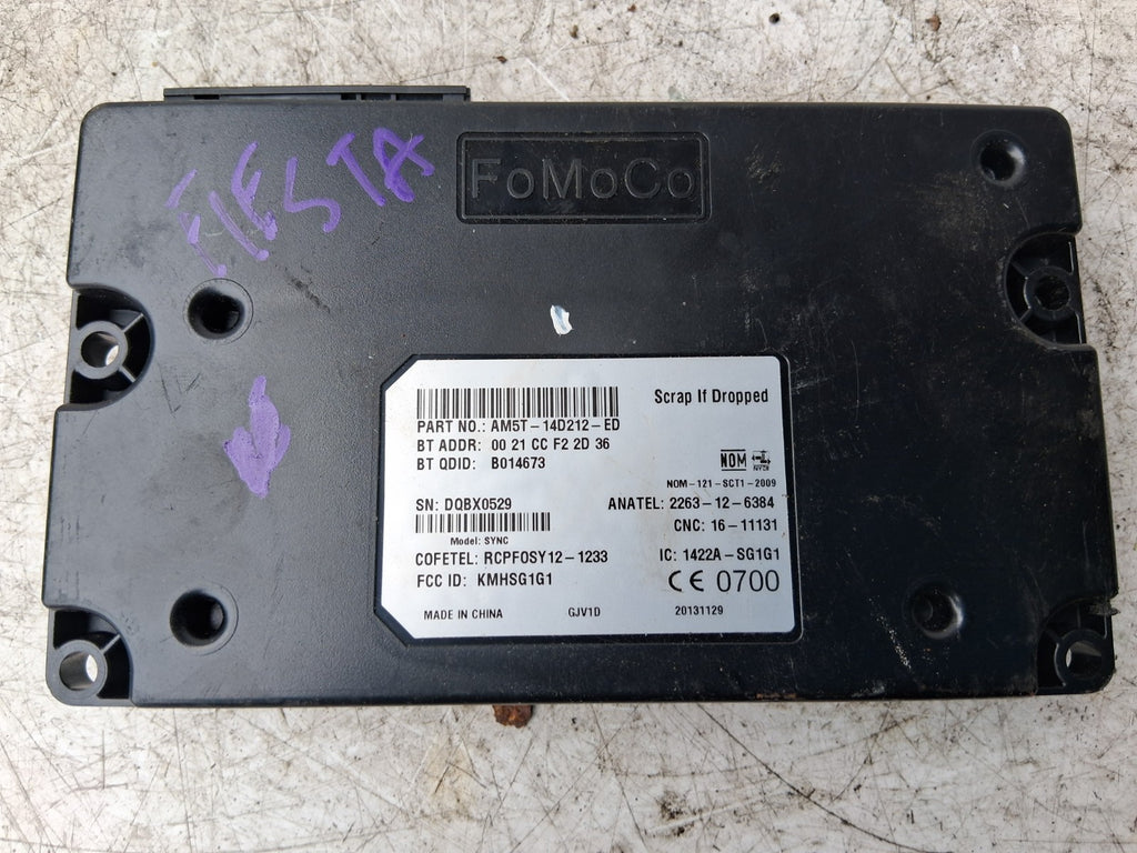 FORD FIESTA MK7 2013 BLUETOOTH CONTROL MODULE UNIT AM5T14D212ED