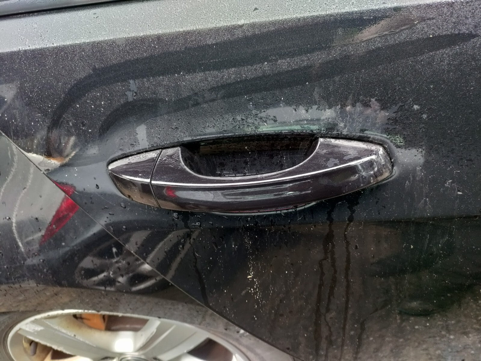 2017 VW VOLKSWAGEN GOLF MK7 OSR DRIVER REAR EXTERIOR DOOR HANDLE DEEP BLACK MET