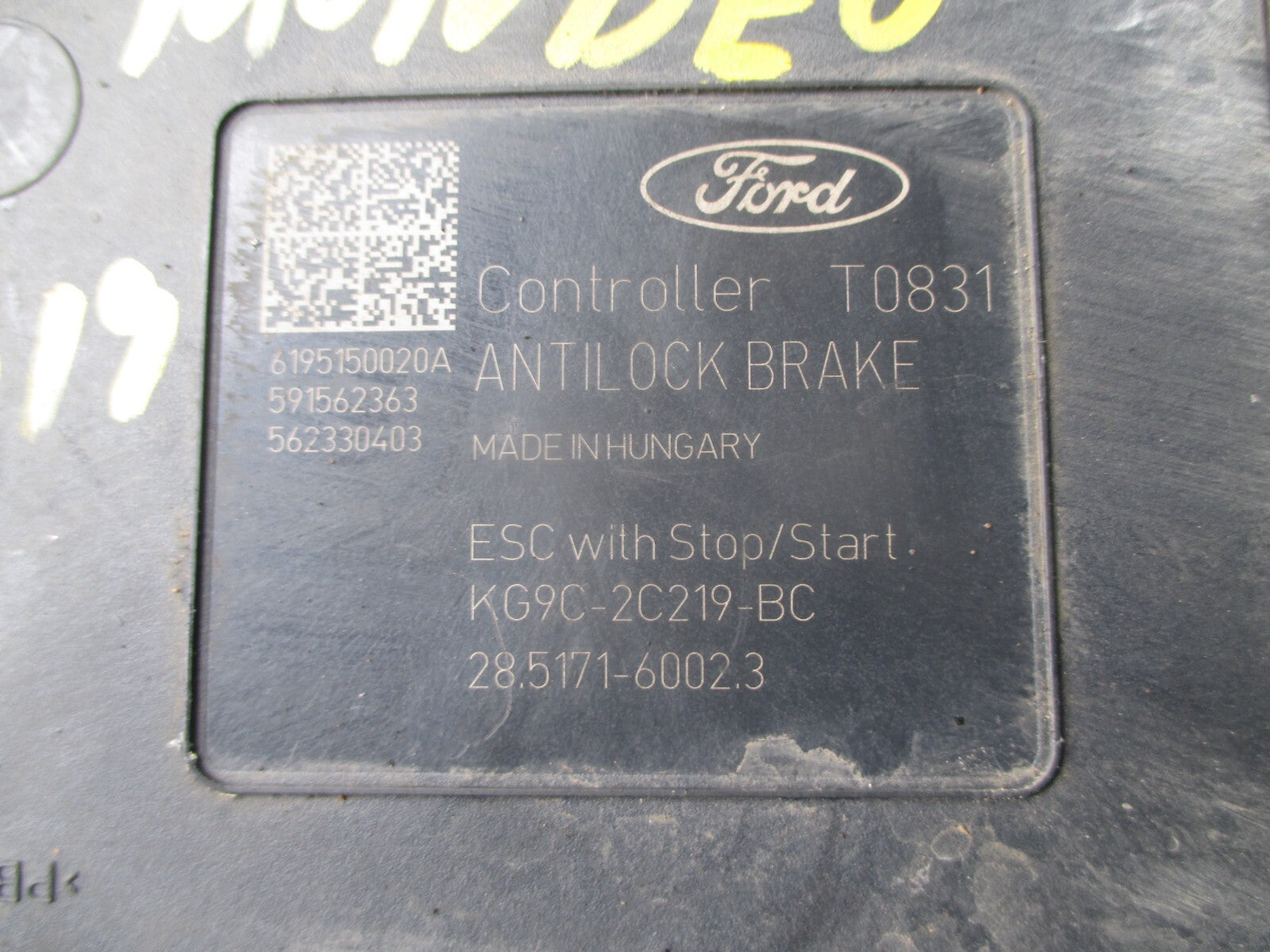 FORD MONDEO MK5 2019 2.0 DIESEL ABS PUMP CONTROL MODULE KG9C2B373BC