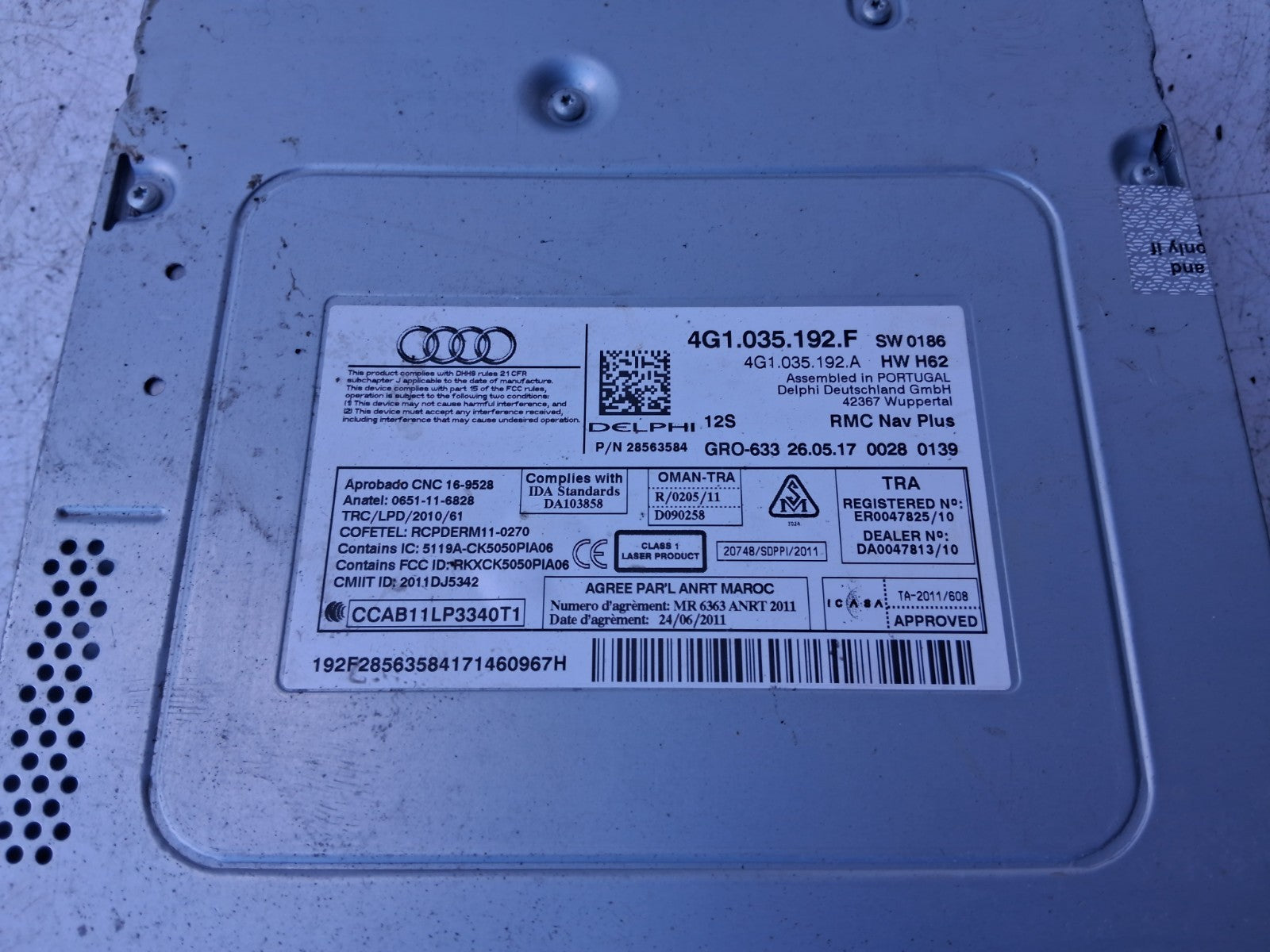 AUDI A6 C7 2017 RADIO CD PLAYER STEREO HEAD UNIT 4G1035192F