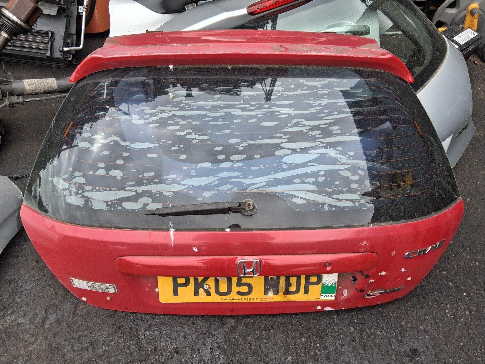 2005 HONDA CIVIC MK7 TYPE S 3 DOOR REAR HATCHBACK BOOTLID TAILGATE RED R81