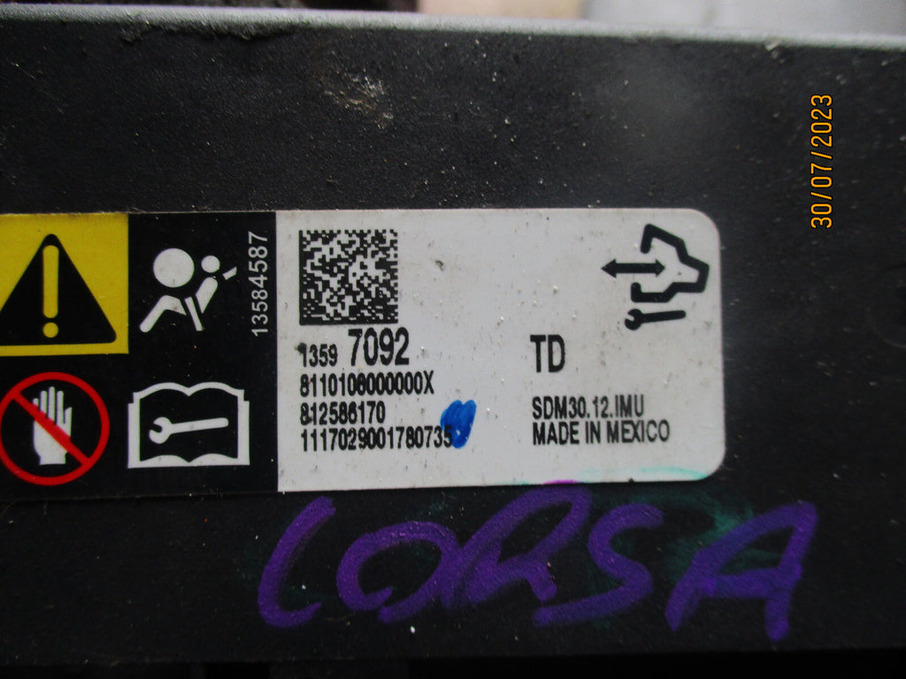 VAUXHALL CORSA E ECU AIRBAG CONTROL UNIT 13597092