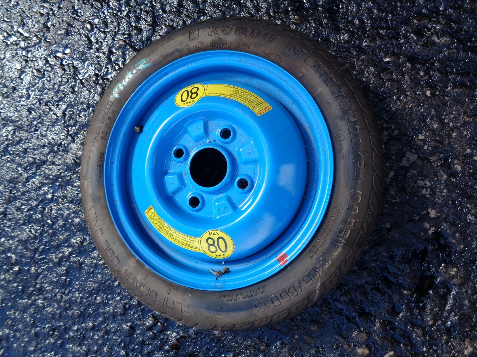 DAEWOO MATIZ 2004 13 INCH 4 STUD SPARE WHEEL SPACE  SAVER T105/80D13