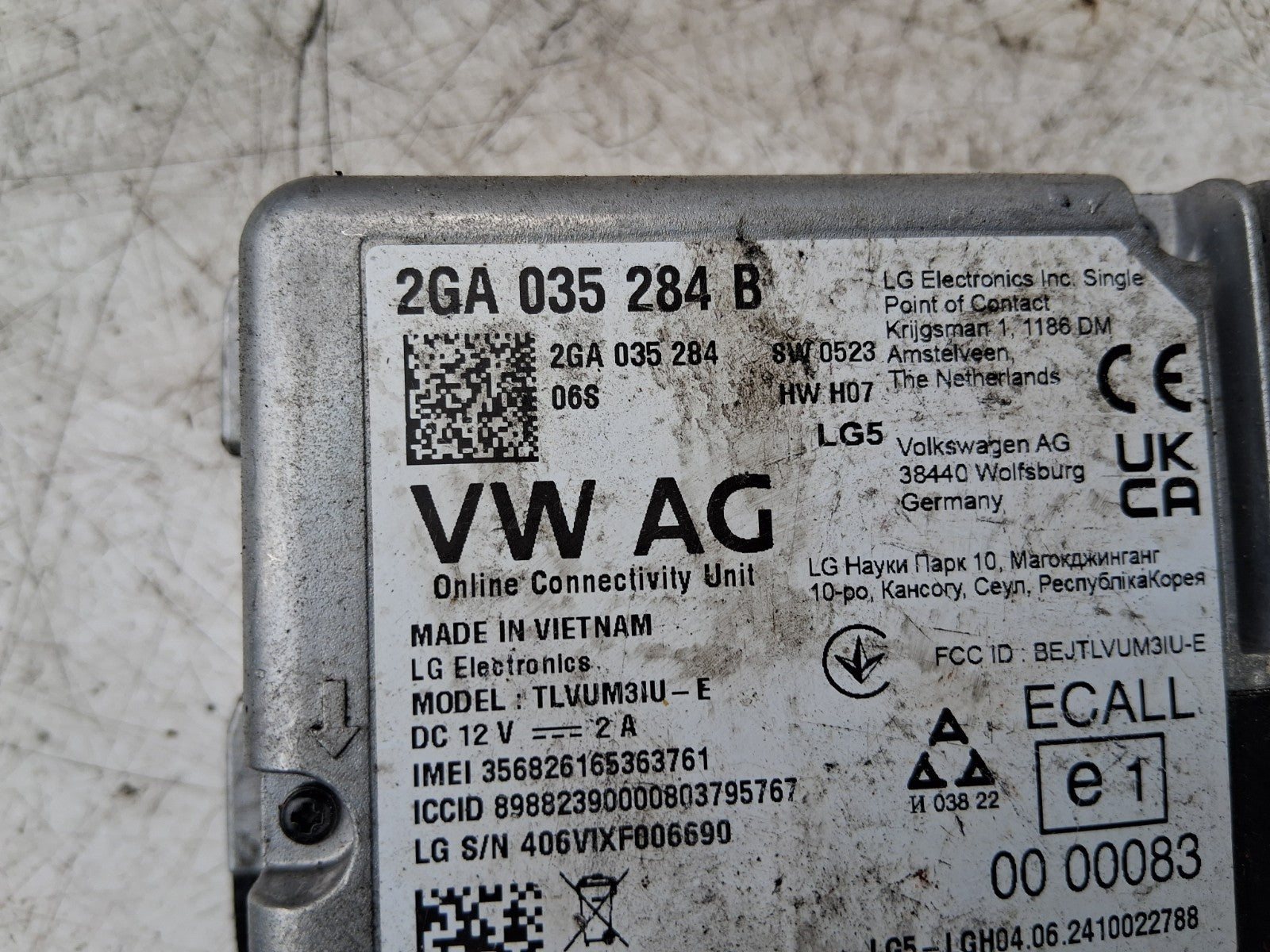 2024 AUDI A1 MK2 GB ONLINE CONNECTIVITY CONTROL MODULE 2GA035284B